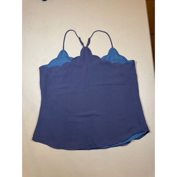J. Crew Mercantile Scalloped Edge Cami Top Size 12 Blue Lined Adjustable Straps - Picture 7 of 8